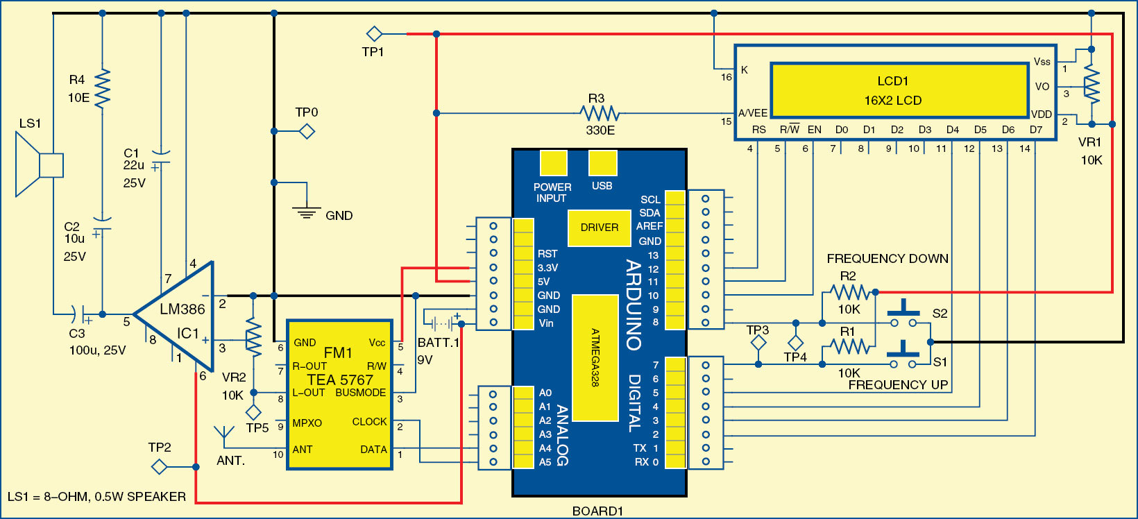 FM Receiver Circuit Using Arduino | Circuit diagram with ...