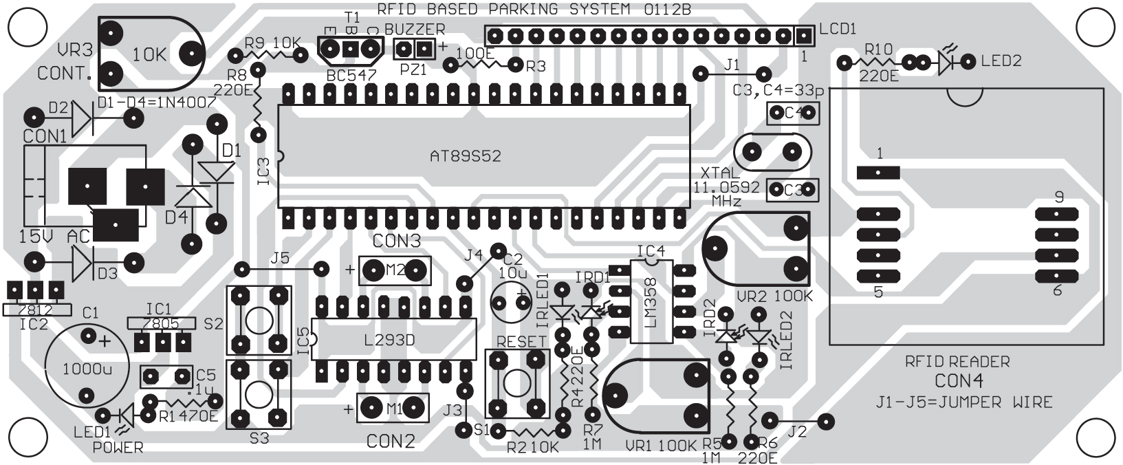 Fig. 8: Component layout for the PCB