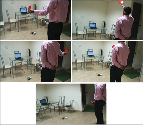 Fig. 1: Different positions of coloured object to drive the robot