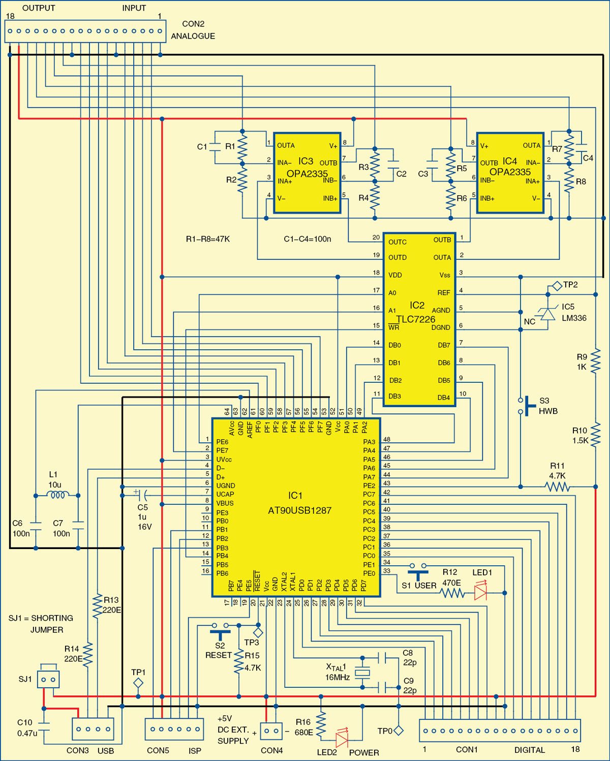 Fig. 2: Circuit of USB data acquisition system