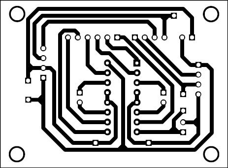 Fig. 6: Actual size, single-side PCB layout for the phone-controlled robot