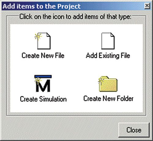 Fig. 4: Add items to the Project window