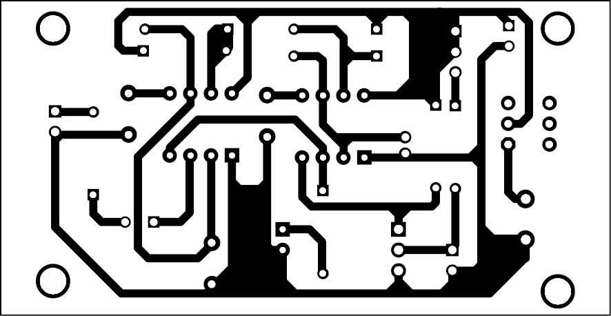 Fig. 2: Actual-size PCB pattern of the circuit for the fire alarm