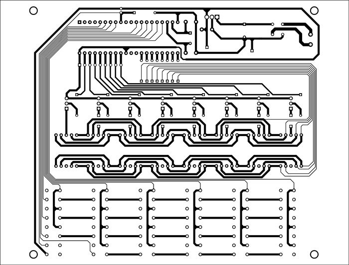 Fig. 3: An actual-size PCB layout for the celestial weight calculator