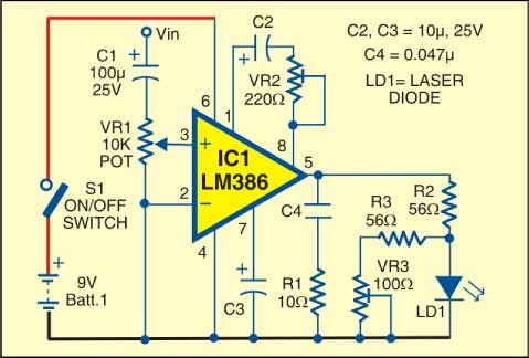 Pcb Diagram Of Laser Communication System By Using Lm386 - Fig 1 Transmitter Circuit - Pcb Diagram Of Laser Communication System By Using Lm386