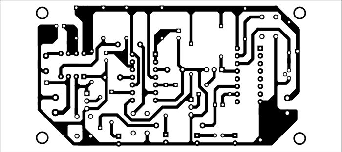Fig. 3: An actual-size PCB layout for the laser based security lock circuit