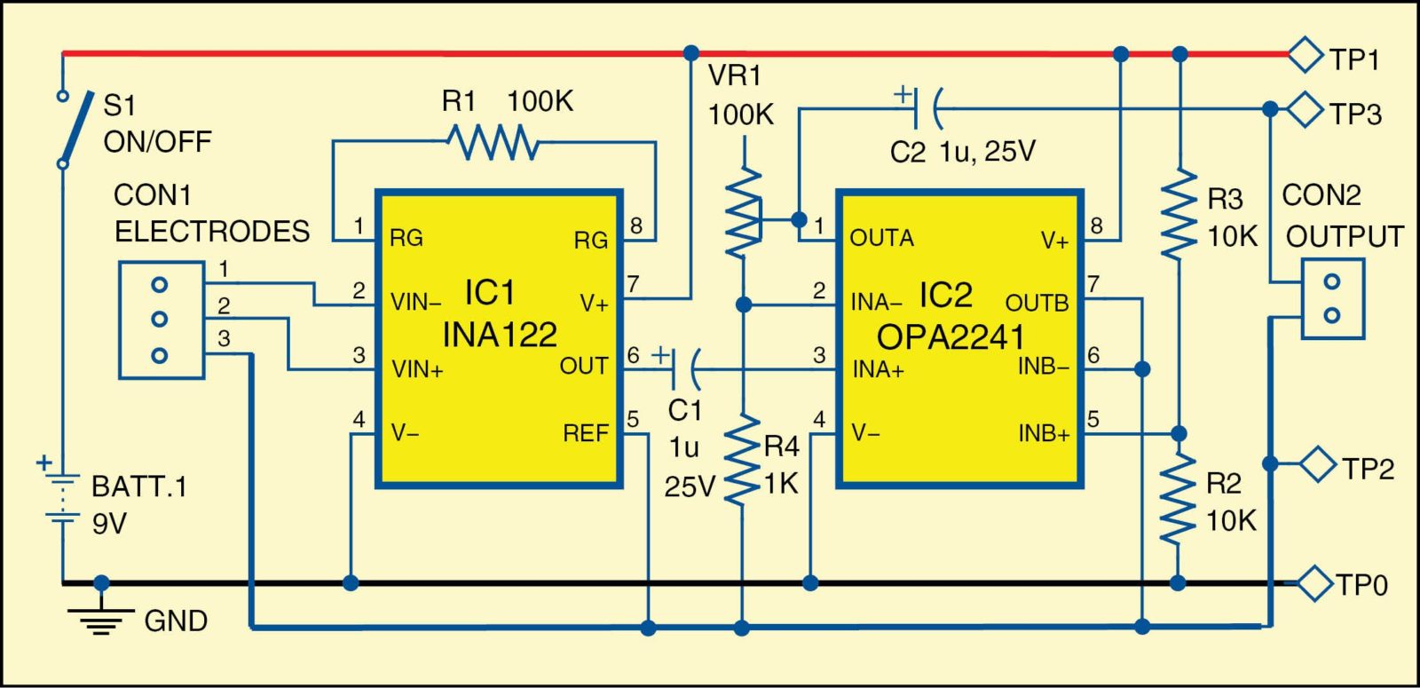 Circuit diagram of HMI through Electromyography