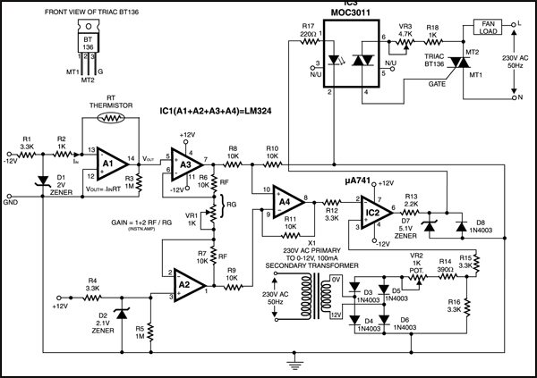 temperature controlled fan circuit
