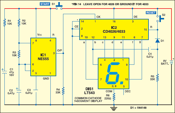 7 segment display dice circuit