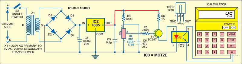 Fig. 2: Infrared Object Counter: Receiver-cum-counter circuit