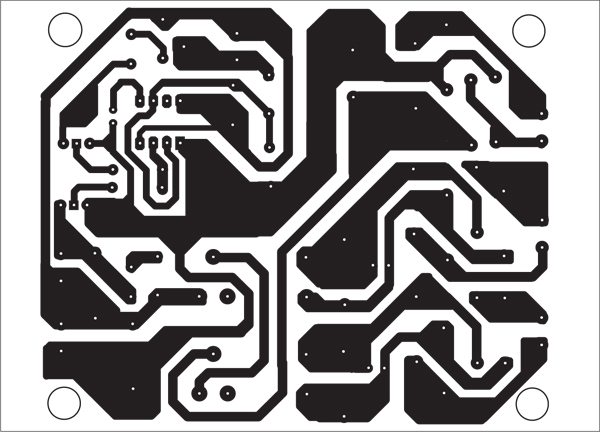 Fig. 2: Actual-size, single-side PCB layout of Fig. 1