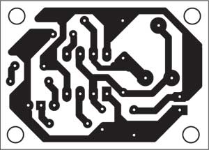Fig. 7: Actual-size, single-side PCB for IR transmitter