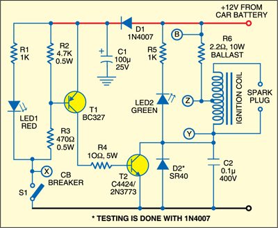 Fig. 1: Circuit diagram of electronic ignition for old cars