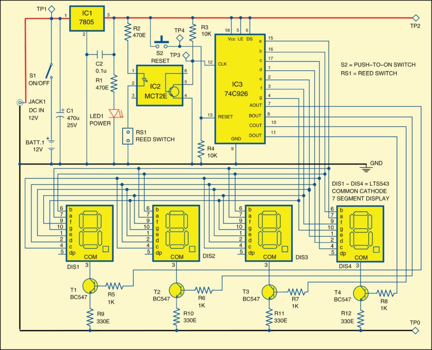 Fig. 2: Circuit diagram of rotation counter