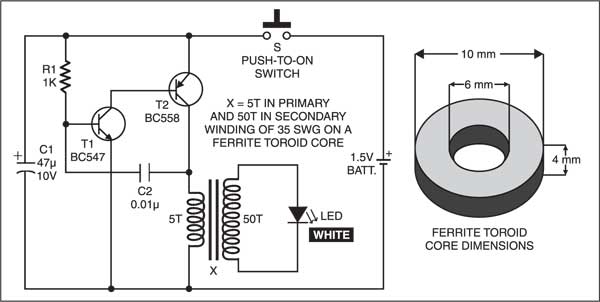 Fig. 1: Circuit for key chain light