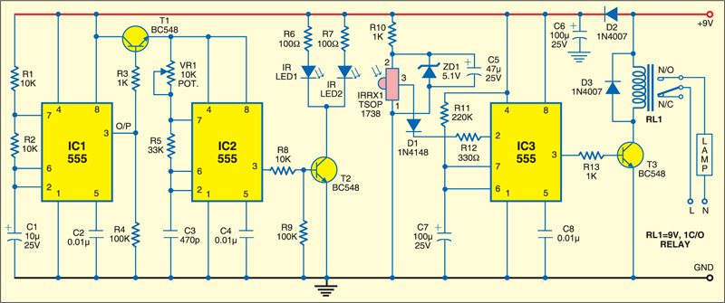 Fig. 1: Circuit of automatic wash basin lamp controller