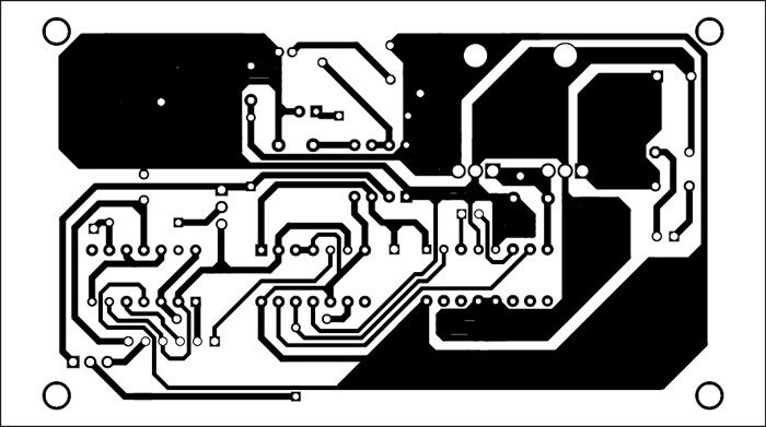 Fig. 2: An actual-size, single-side PCB for the door lock circuit