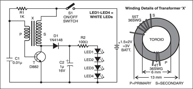 LED torch circuit