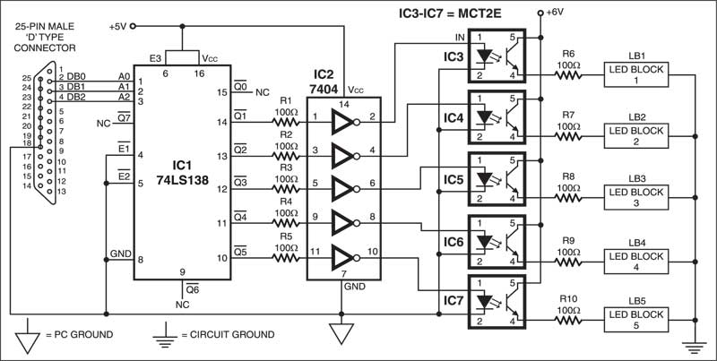 PC Driven LED Display Circuit