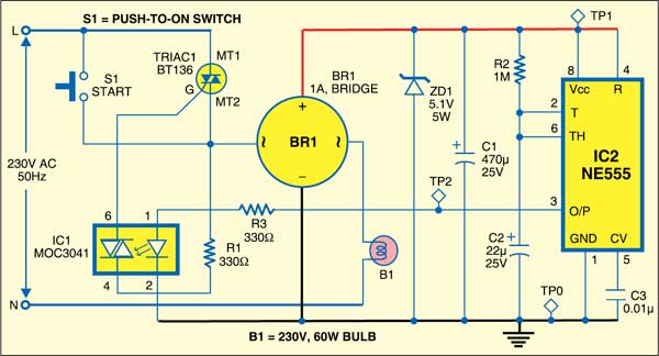 Fig. 1: Circuit of staircase light controller
