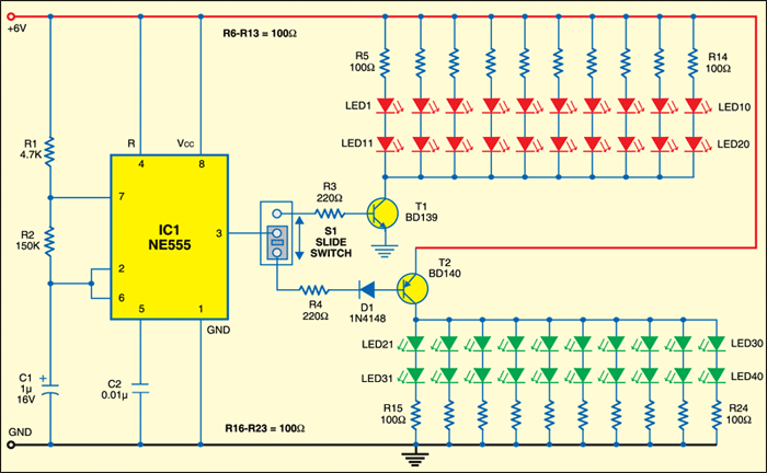 Fig. 1: Circuit of LED flasher