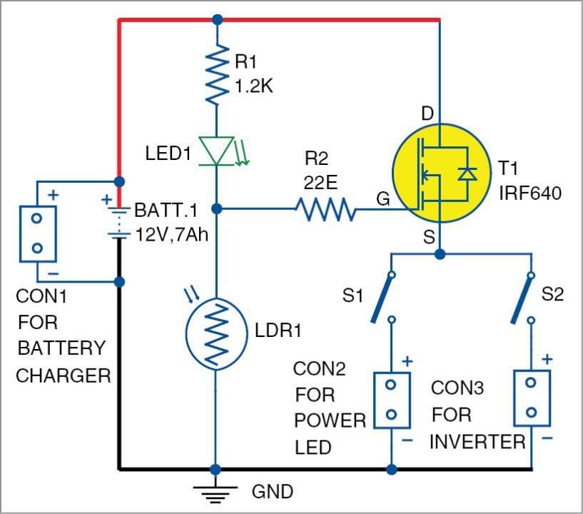 Circuit diagram of the dusk-dawn controller