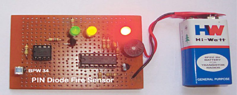 Fig. 1: Author’s prototype of the PIN diode based fire sensor