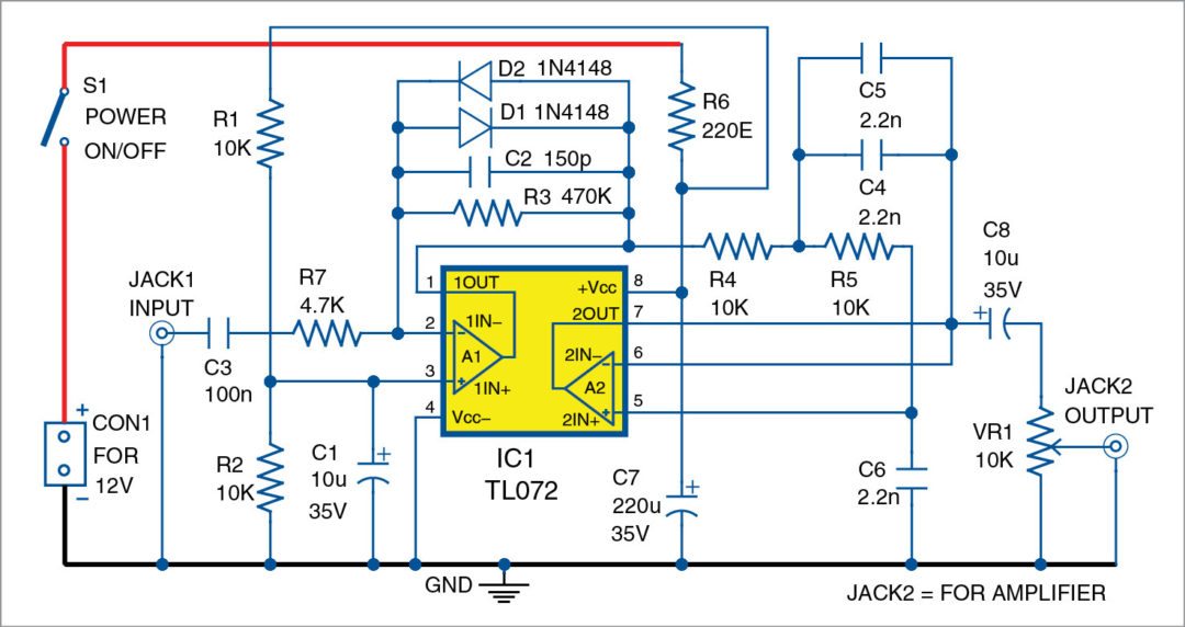 Fig. 1: Circuit diagram of the audio noise limiter