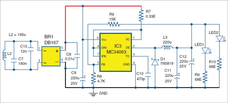 wireless led receiver unit circuit diagram