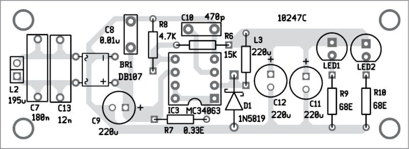 wireless led receiver unit component layout