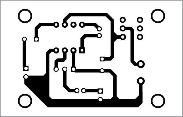 PCB pattern of the LM386 based Audio Amplifier