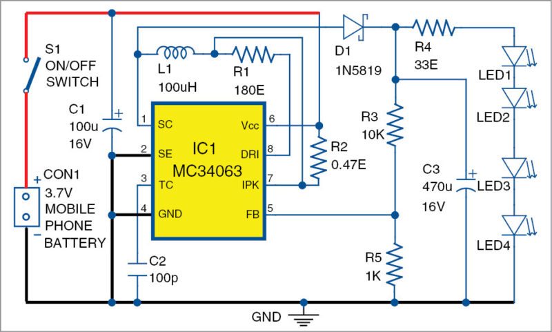Circuit diagram of the mini candle light