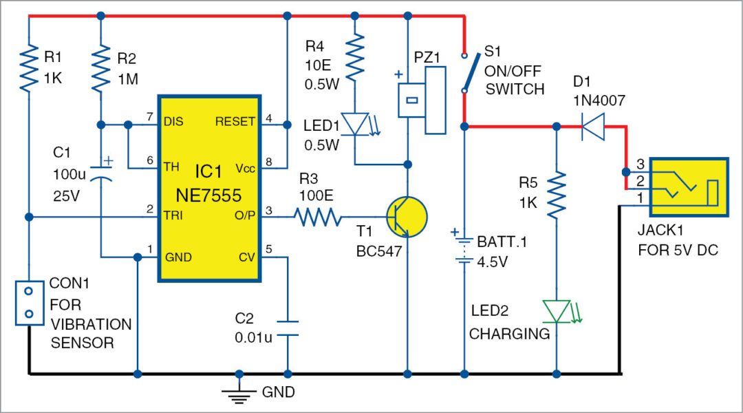 Circuit diagram of the vibration sensor