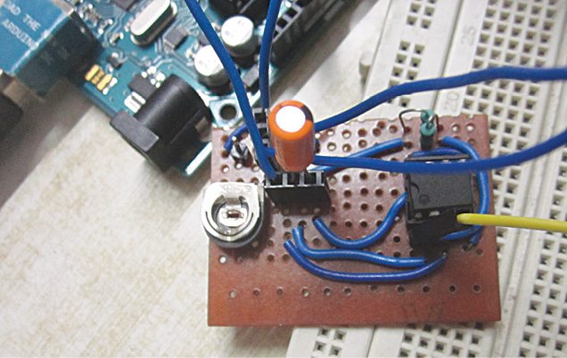 NE555 timer connection in author’s breakout board