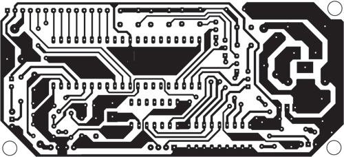 Fig. 2: An actual-size, single-side PCB for the industrial timer circuit