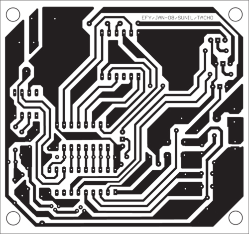Fig. 4: A single-side PCB layout for microcontroller based tachometer