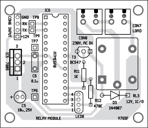 Fig. 10: Component layout of the relay module