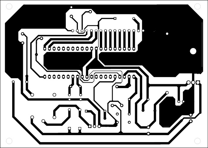 Fig. 3: An actual-size, single-side PCB for PIC16F877A microcontroller-based solar charger