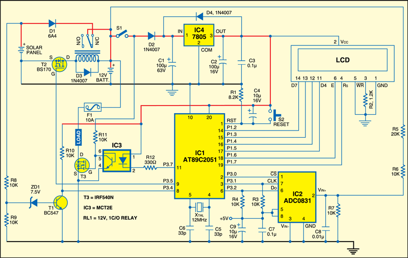 Circuit of microcontroller based solar charger