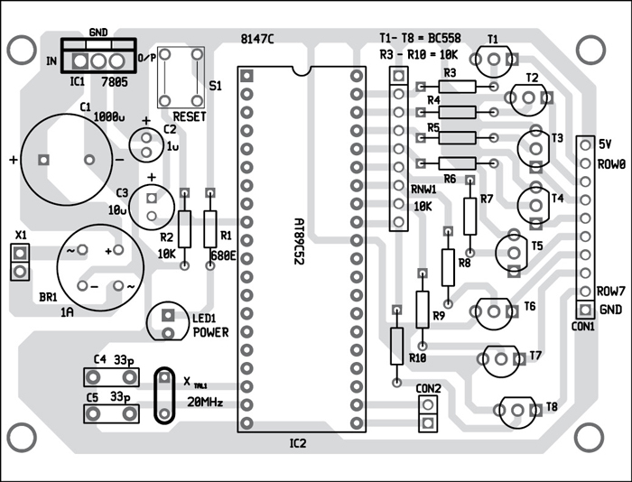Fig. 6: Component layout of power supply and microcontroller unit
