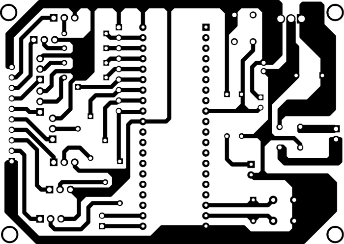 Fig. 5: An actual-size PCB layout for the power supply and microcontroller unit
