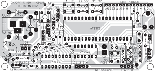 Fig. 3: Component layout for the PCB in Fig. 2