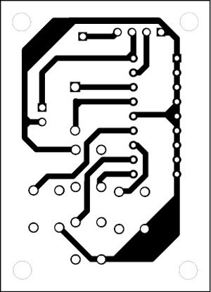 Fig. 4: An actual-size, single-side PCB for the RF transmitter