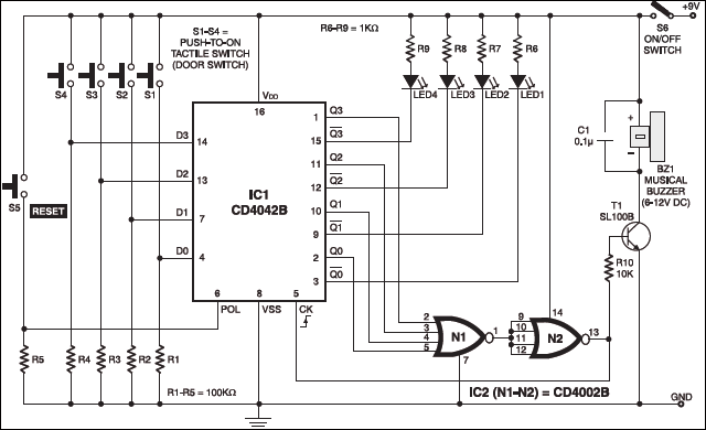 Fig. 1: Multi-switch doorbell with indicators