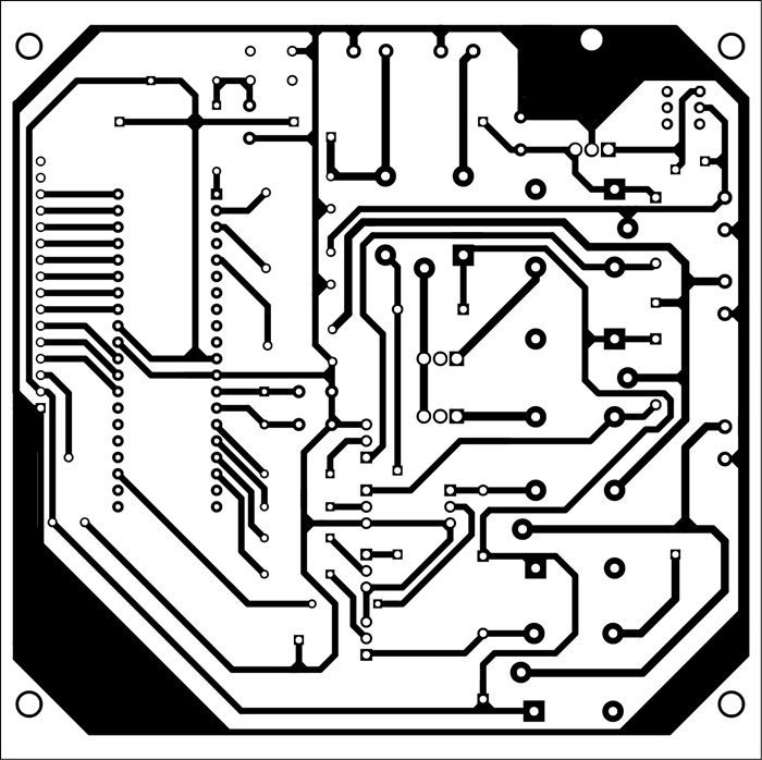Fig. 3: An actual-size, single-side PCB for the solar-powered home lighting system