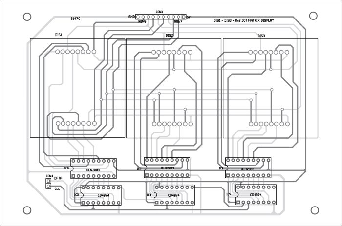 Fig. 9: Component-side track layouts of top as well as bottom layers of the display unit