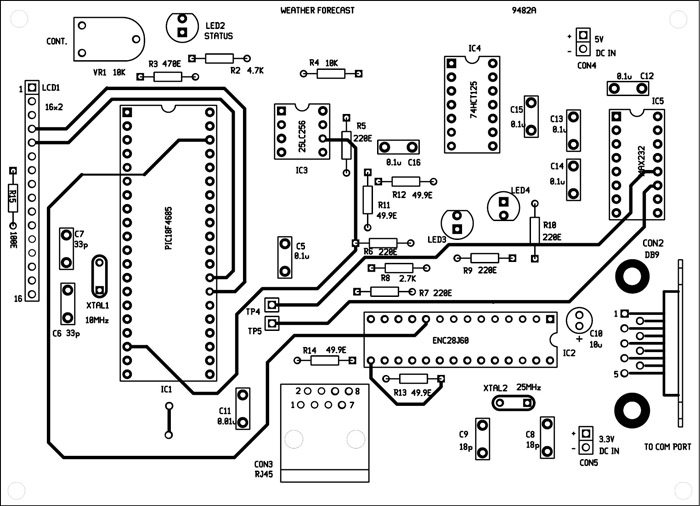 Fig. 7: Component-side track layout of the PCB