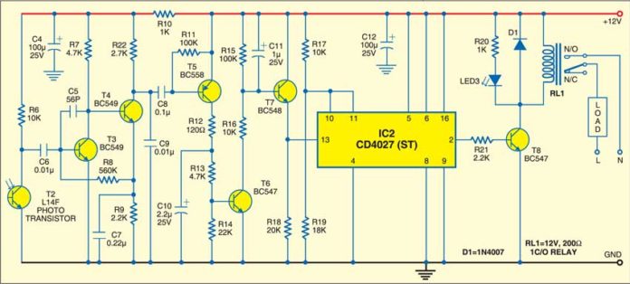 Optical Remote Switch | Detailed Circuit Diagram Available