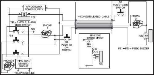 2-LINE INTERCOM CUM- TELEPHONE LINE CHANGEOVER