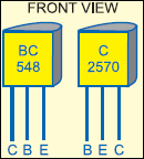 Fig. 2: Pin configurations of transistors BC548 and C2570